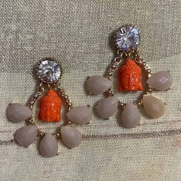 nice vs naughty Jewelry - Delicate rhinestone taupe orange Buddha Lucky good Evil Eye Charm yoga spiritual